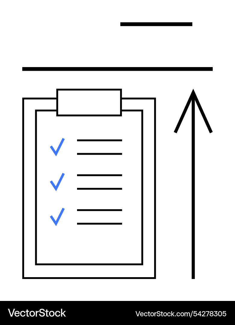 To-do list with checkmarks and an upward arrow To-do list with checkmarks and an upward arrow Vector Image