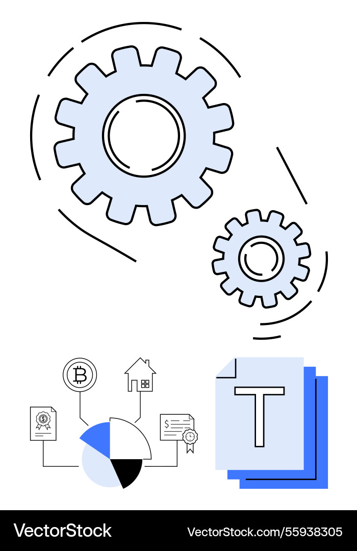 Workflow automation with interconnected gears Workflow automation with interconnected gears vector image