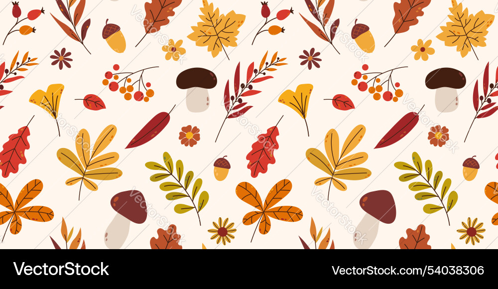 Bright autumnal seamless pattern with abstract Bright autumnal seamless pattern with abstract vector image