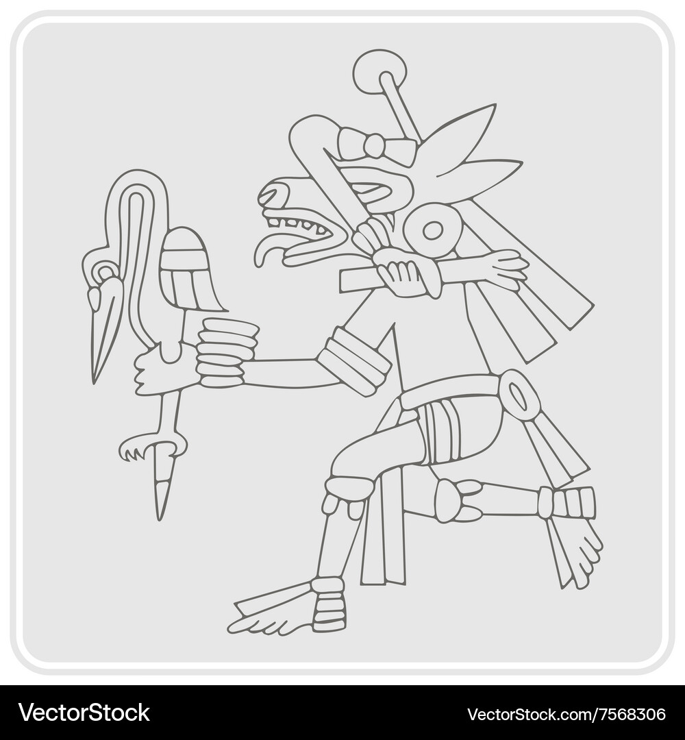 Monochrome icon with symbols from aztec codices Vector Image