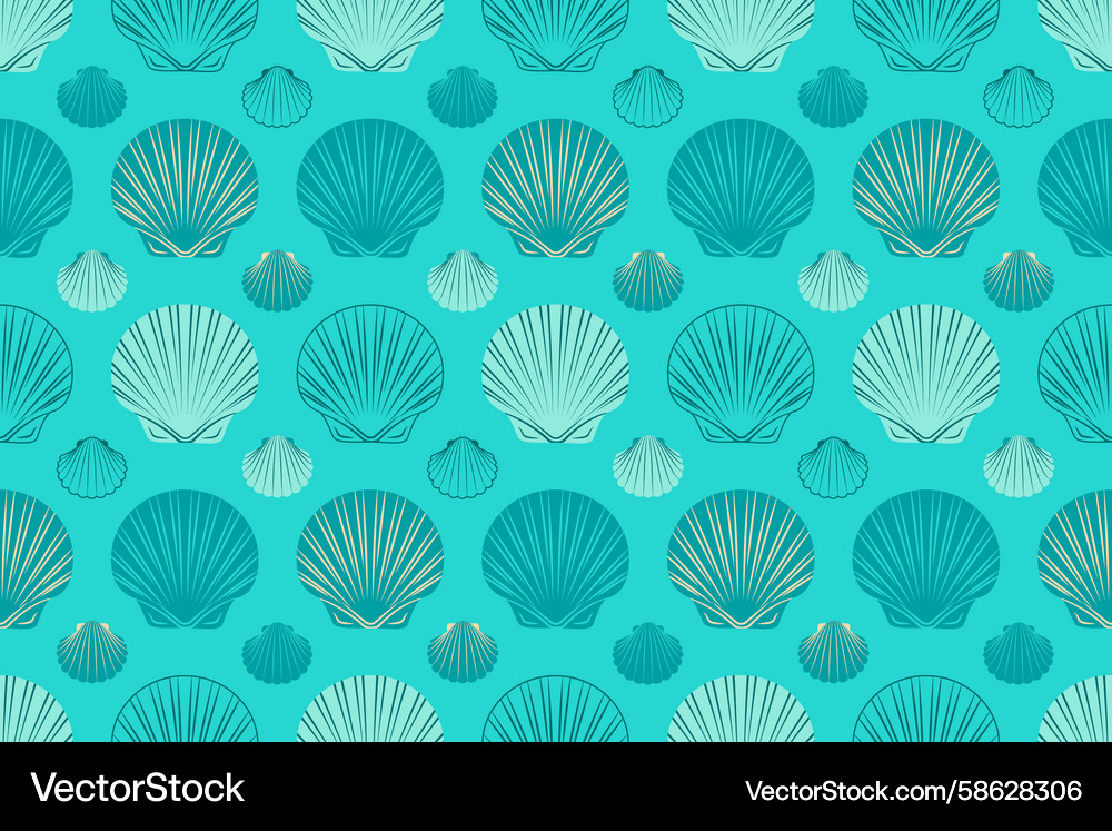 Seamless pattern with contour line seashells Vector Image