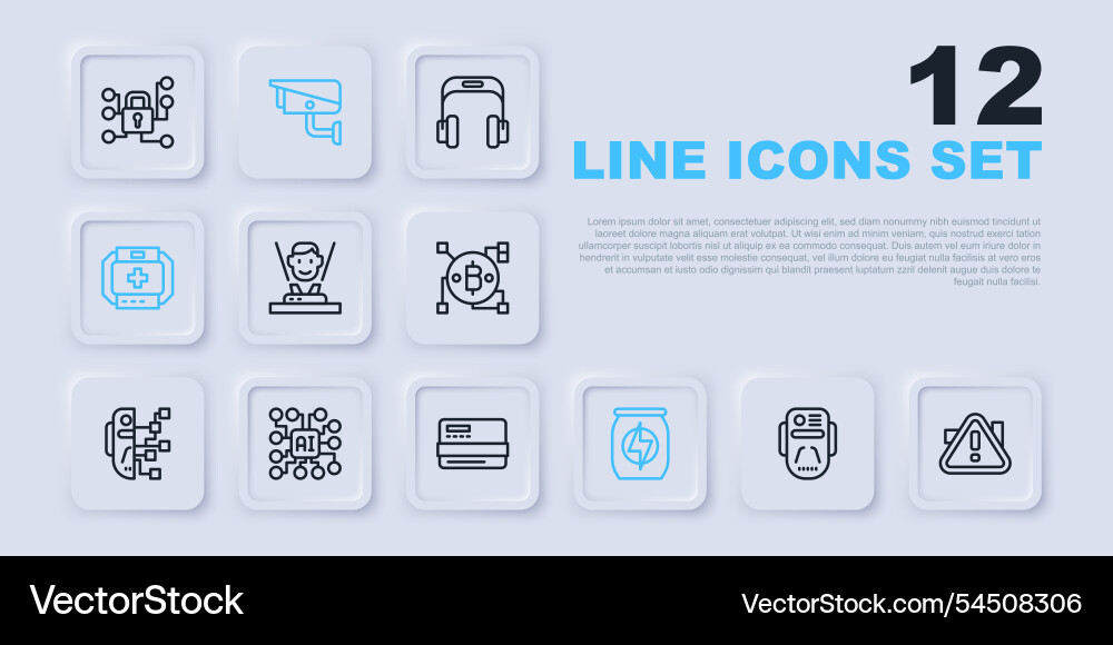 Set line artificial intelligence robot Set line artificial intelligence robot vector image