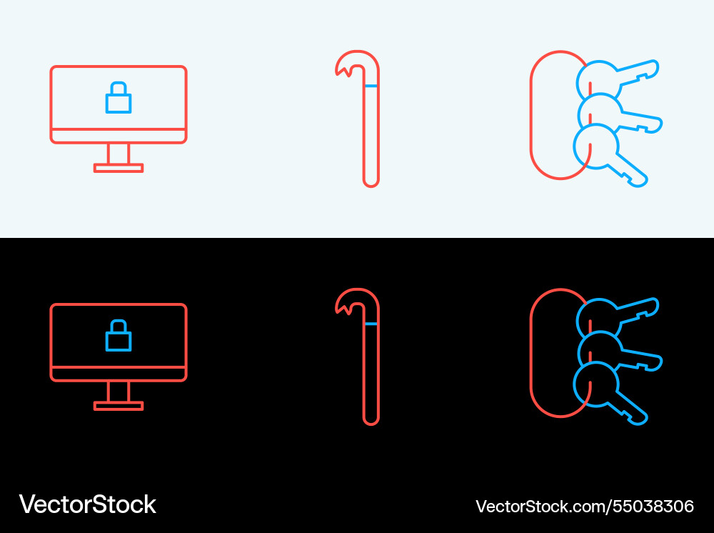 Set line bunch of keys lock on computer monitor Set line bunch of keys lock on computer monitor vector image
