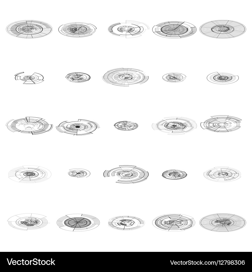 Set of abstract hud elements isolated on white vector image