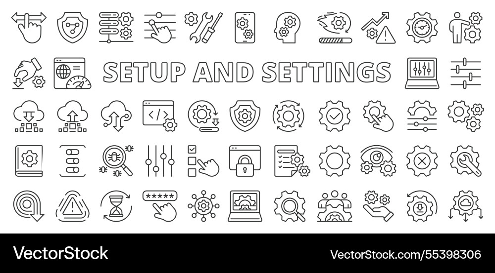 Setup and settings icons in line design Setup and settings icons in line design vector image