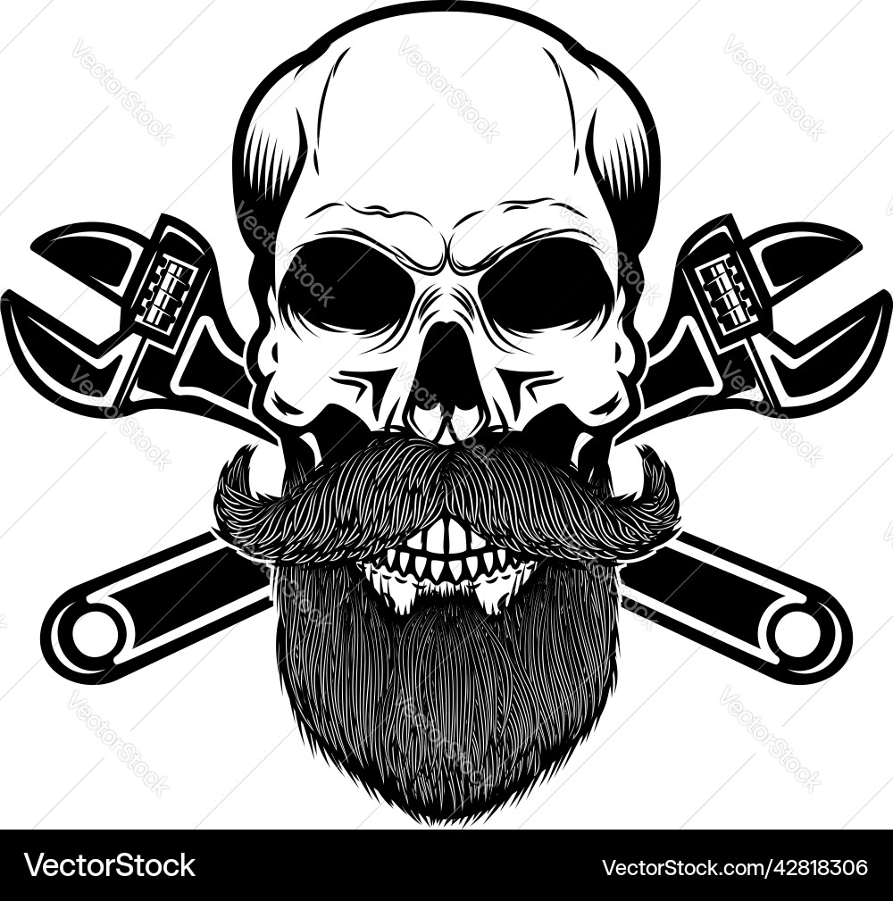 Skull with crossed wrenches design element Skull with crossed wrenches design element vector image
