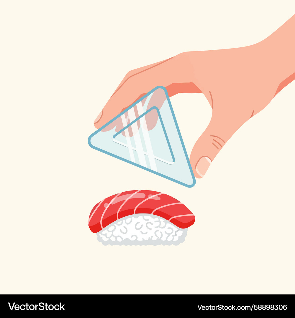 Sushi Nigiri with Triangle Accent Vector Image