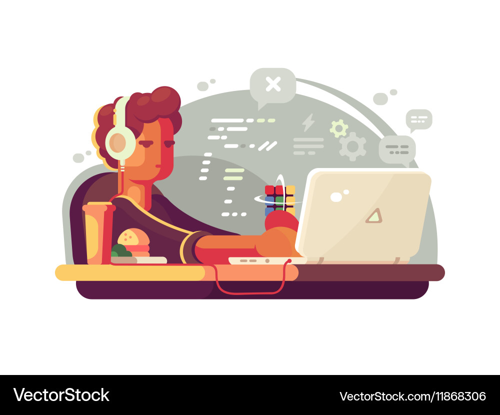 Web Developer Working on Laptop vector image