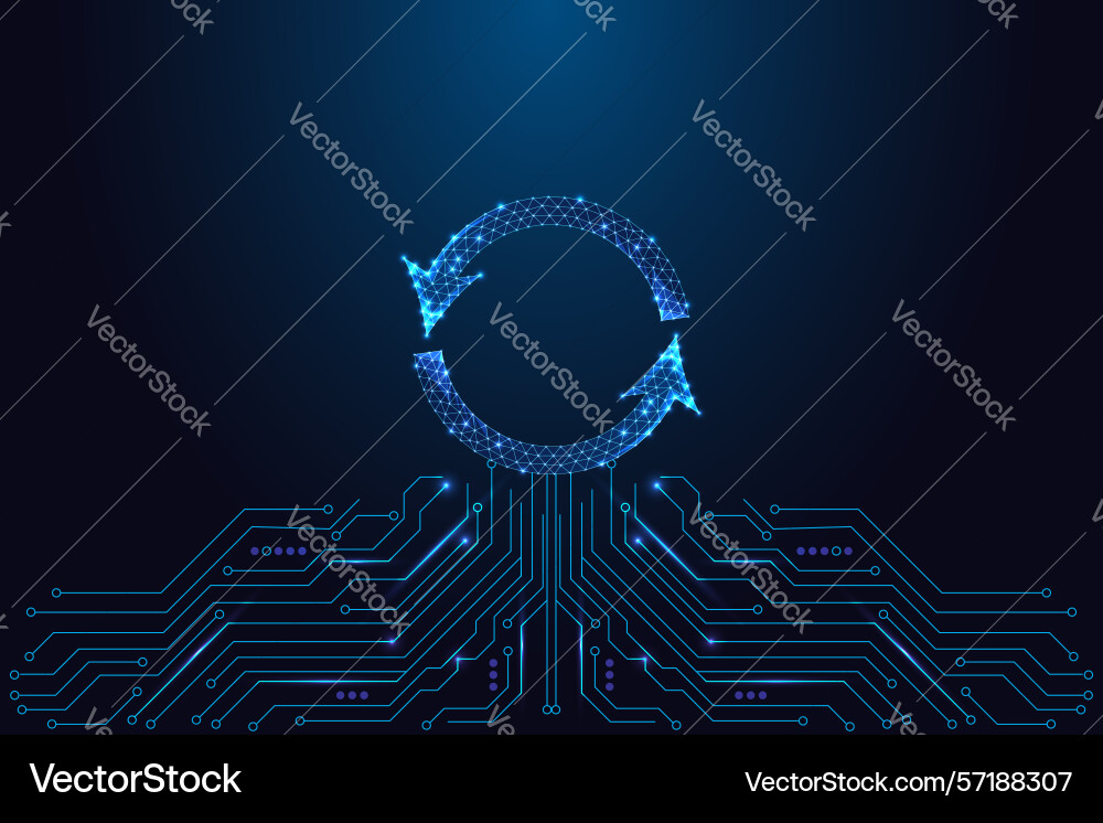 Ai automation cycle arrows on circuit board Ai automation cycle arrows on circuit board vector image