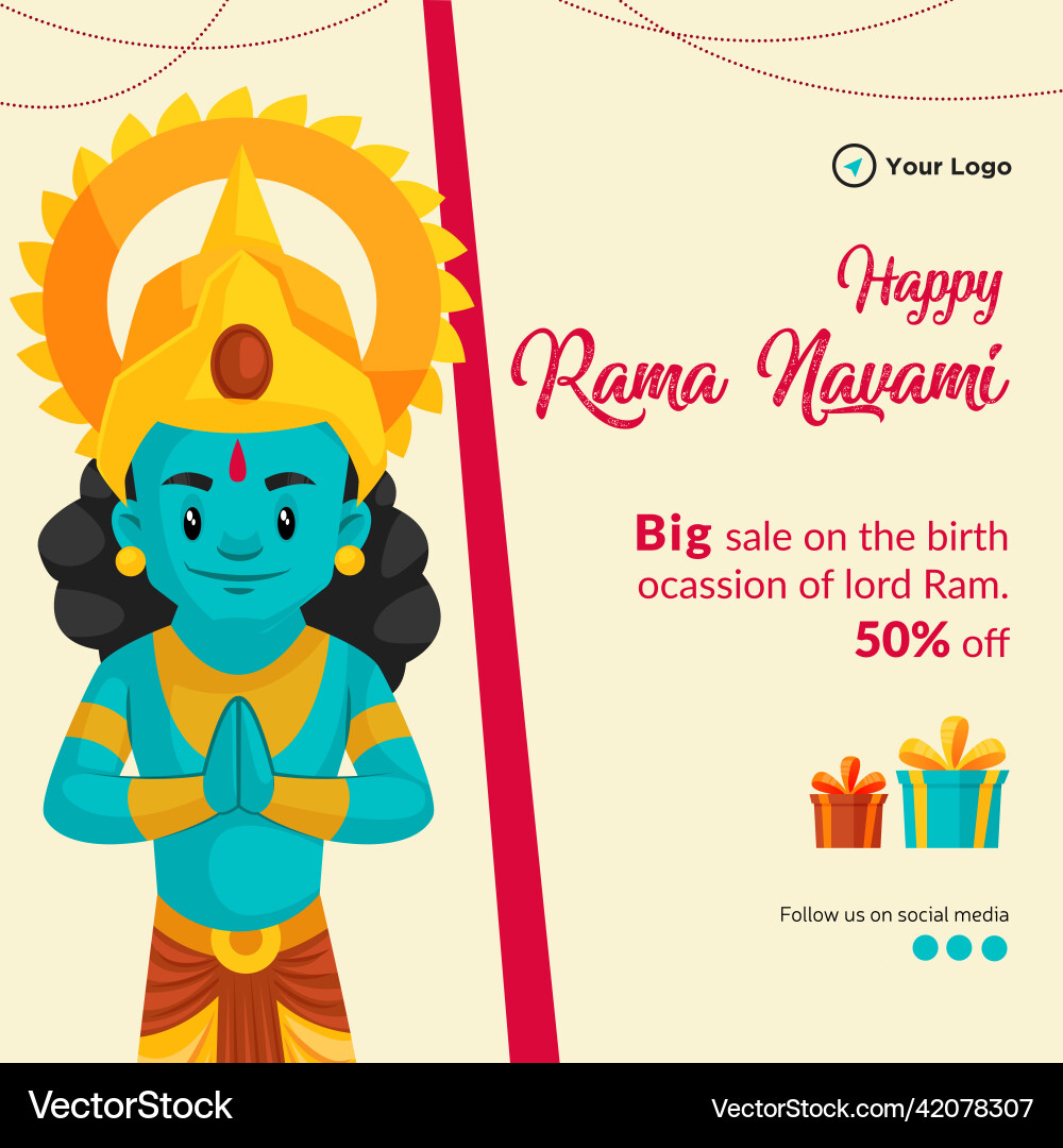 Banner design of happy ram navami sale Banner design of happy ram navami sale vector image