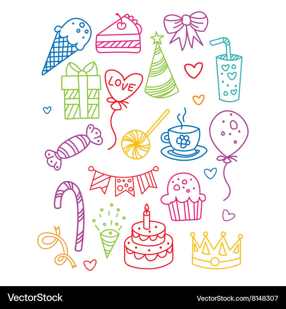 Birthday party image collection Vector Image