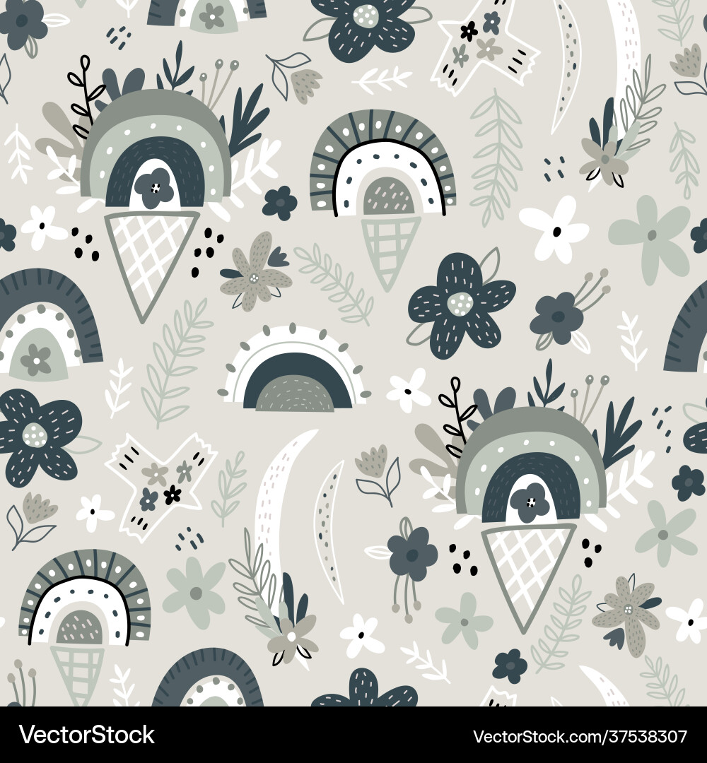 Boho style seamless pattern with hand drawn Boho style seamless pattern with hand drawn Vector Image