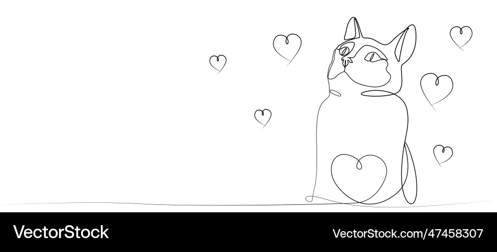 Cat and heart home pet vector image