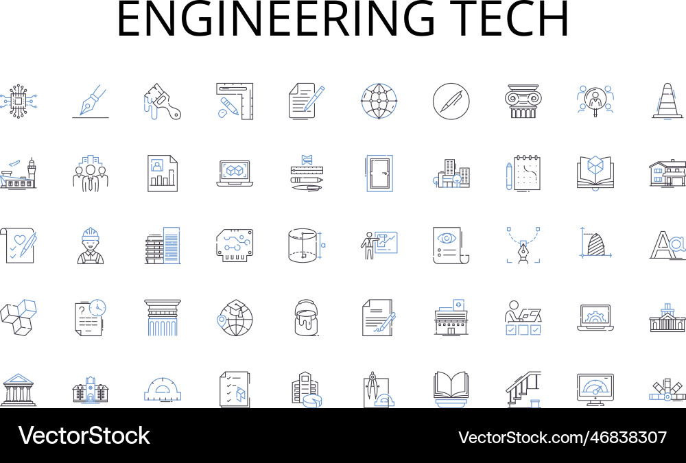 Engineering tech line icons collection intrusive Vector Image