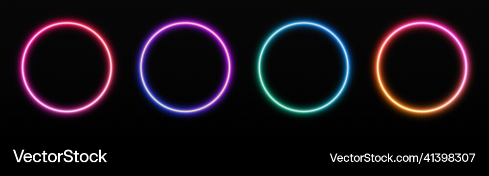 Gradient neon circle frames set glowing borders vector image