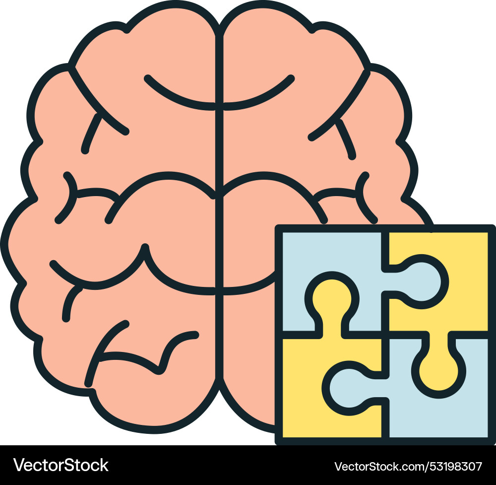 Human brain solving problem connecting puzzle Human brain solving problem connecting puzzle Vector Image