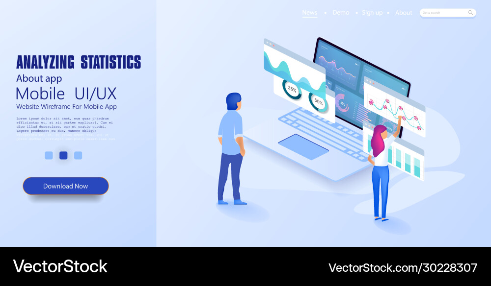 Online statistics and data analytics digital vector image