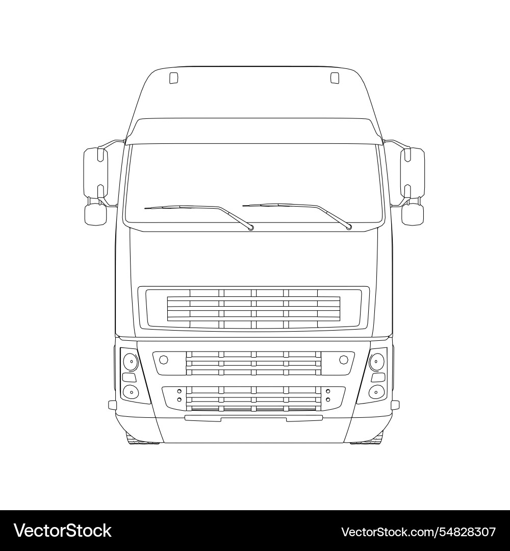 Outline of a truck without trailer from black Outline of a truck without trailer from black vector image
