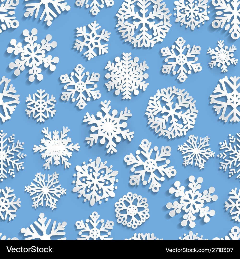 Paper Snowflake Winter Seamless Pattern vector image