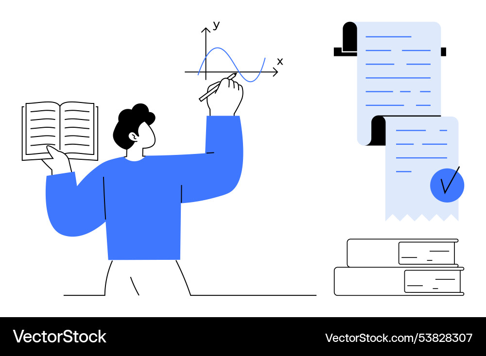 Person lösen mathematische Graph Problem mit Person lösen mathematische Graph Problem mit vektorbild