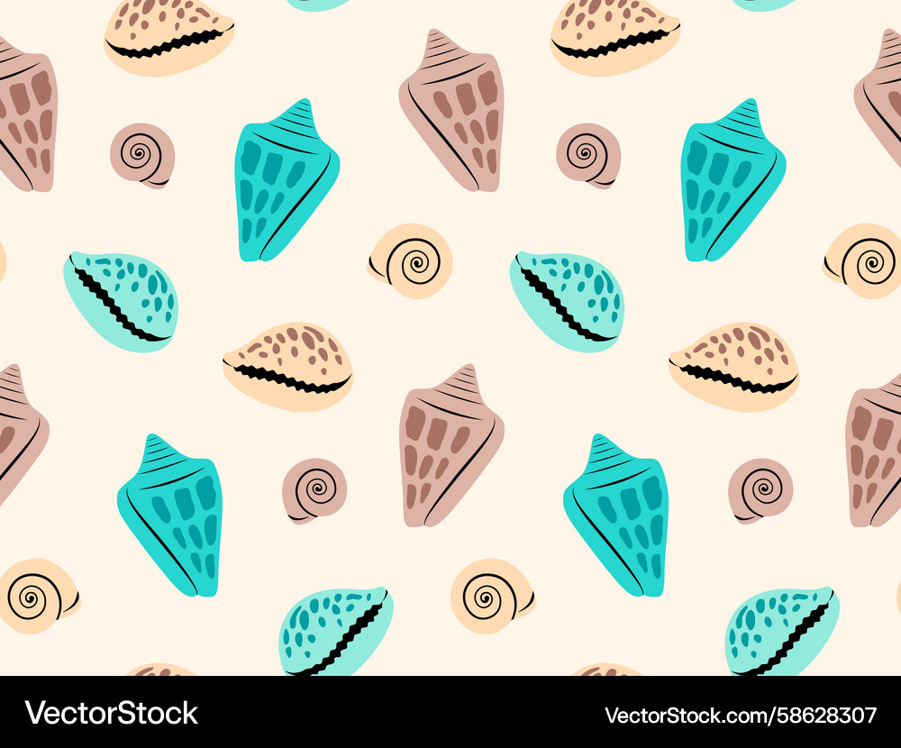 Seashells seamless pattern on light background Seashells seamless pattern on light background Vector Image