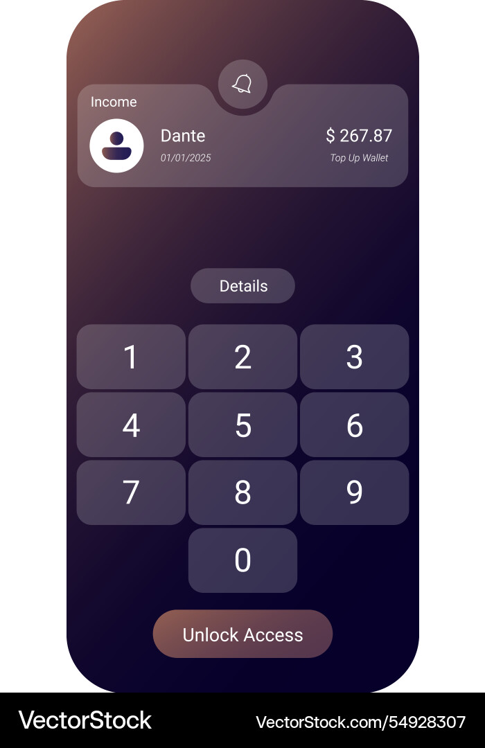 Secure mobile banking user interface Vector Image