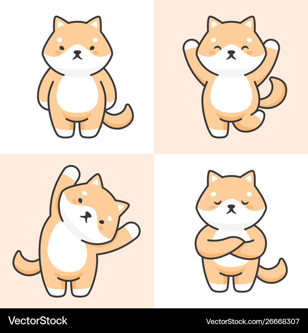 Set cute shiba inu dog characters Set cute shiba inu dog characters vector image