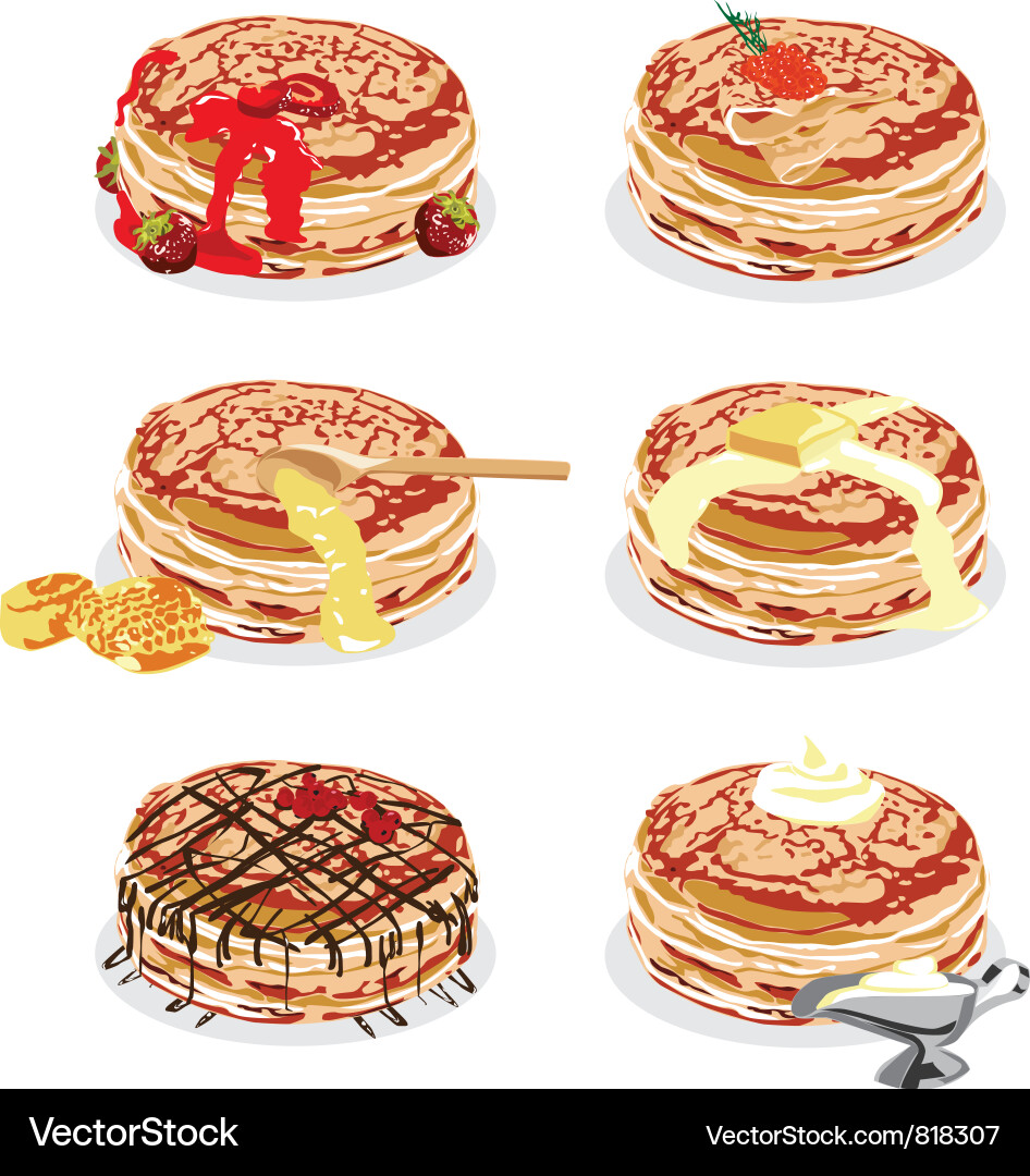 Stack of Pancakes with Various Fillings Vector Image