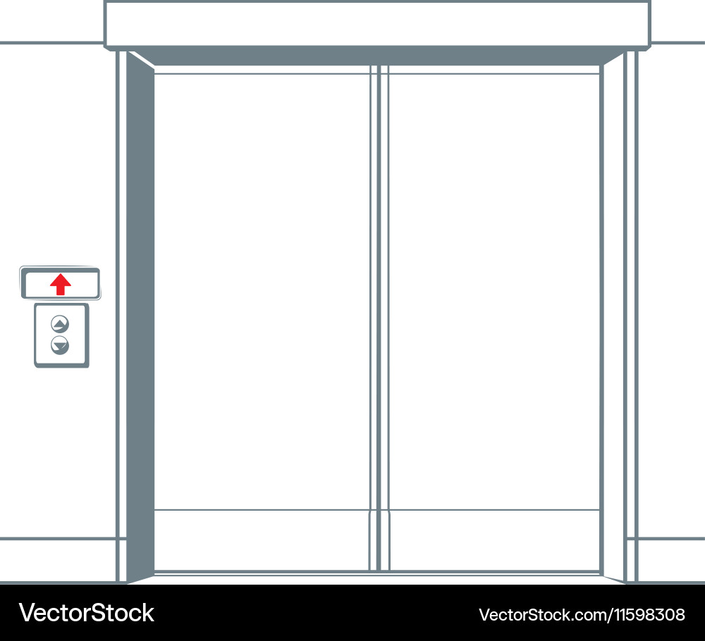 Close elevator and button in line style vector image