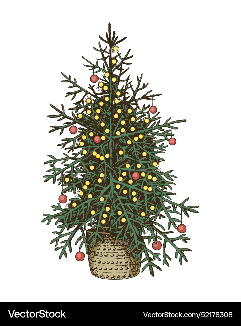 Decorated christmas tree Royalty Free Vector Image
