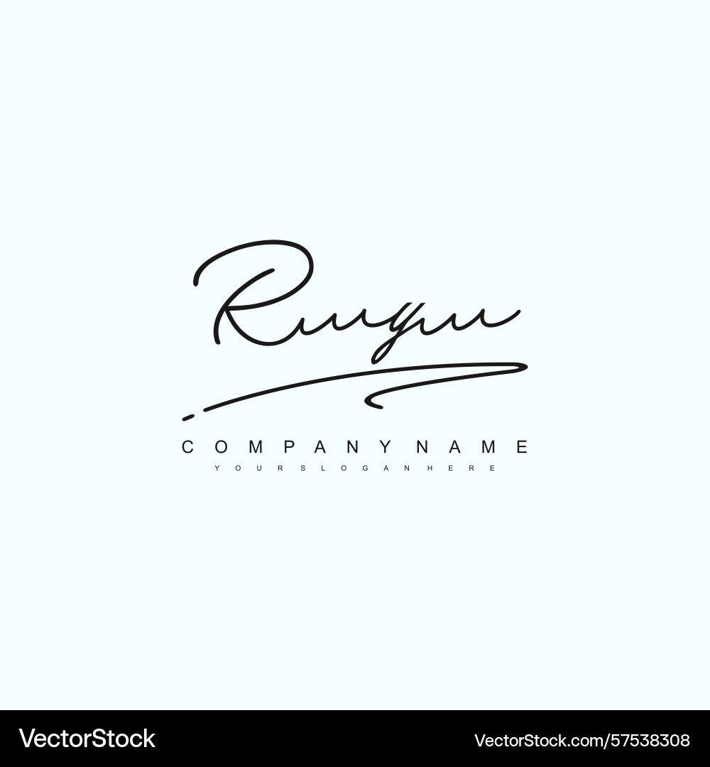 Minimal signature logo design with ry initials Minimal signature logo design with ry initials Vector Image
