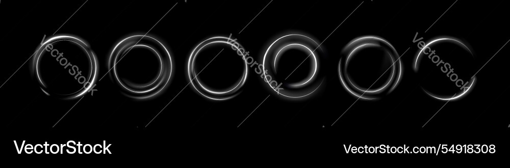 Neon Ringset - glühende weiße Kreisrahmen Neon Ringset - glühende weiße Kreisrahmen vektorbild