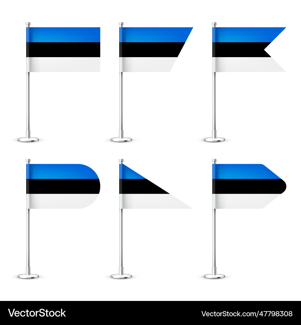 Realistic various estonian table flags on a chrome Realistic various estonian table flags on a chrome vector image
