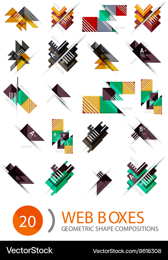 Set of web internet boxes with buttons and sample Vector Image