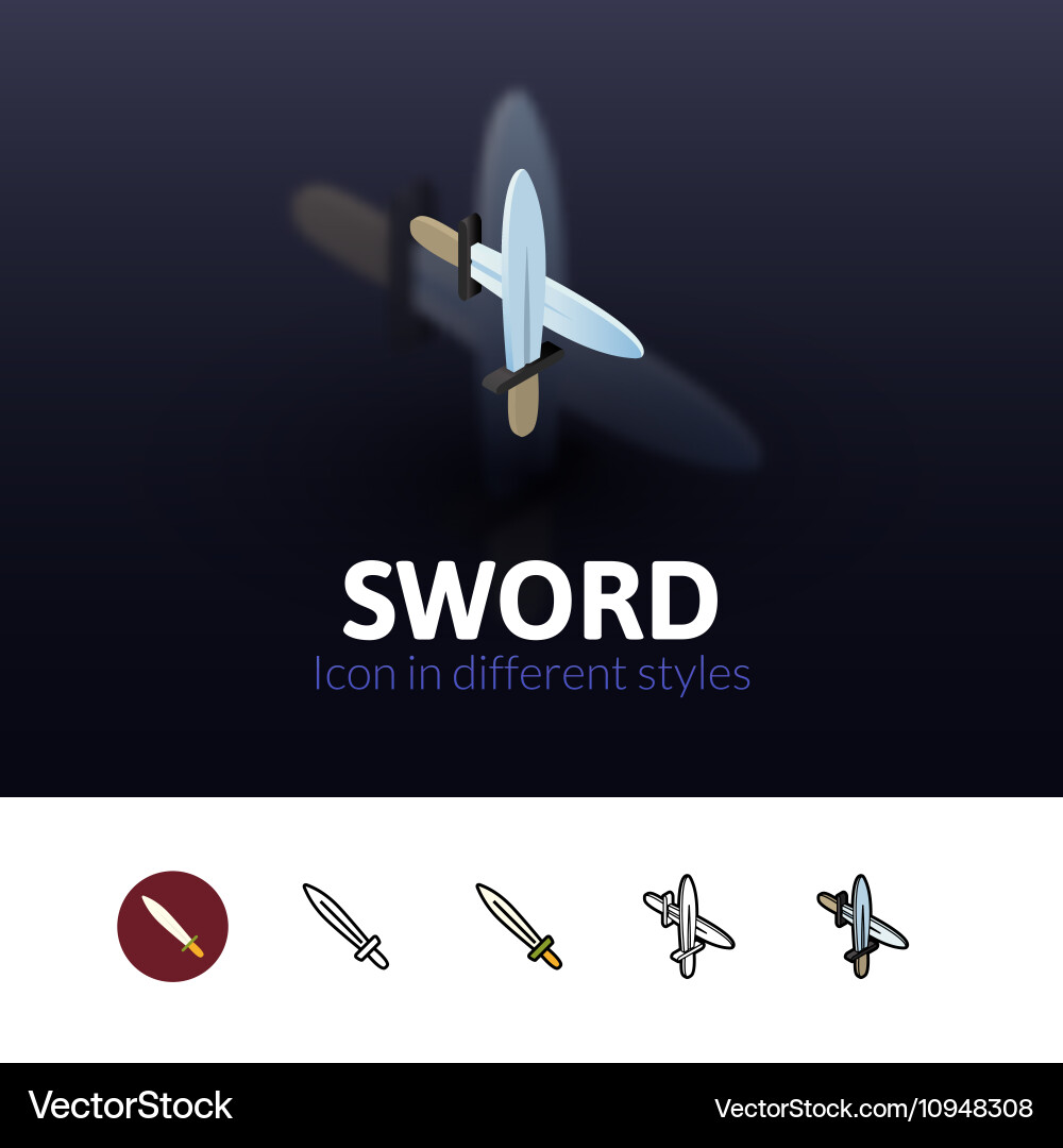 Sword icon in different style Vector Image