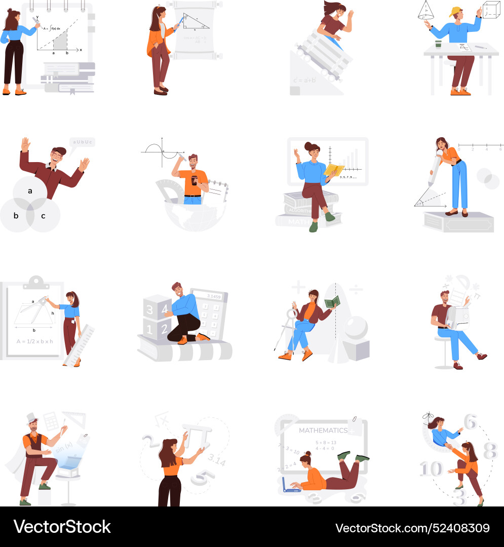Basic rgbcollection of mathematical calculations f vector image