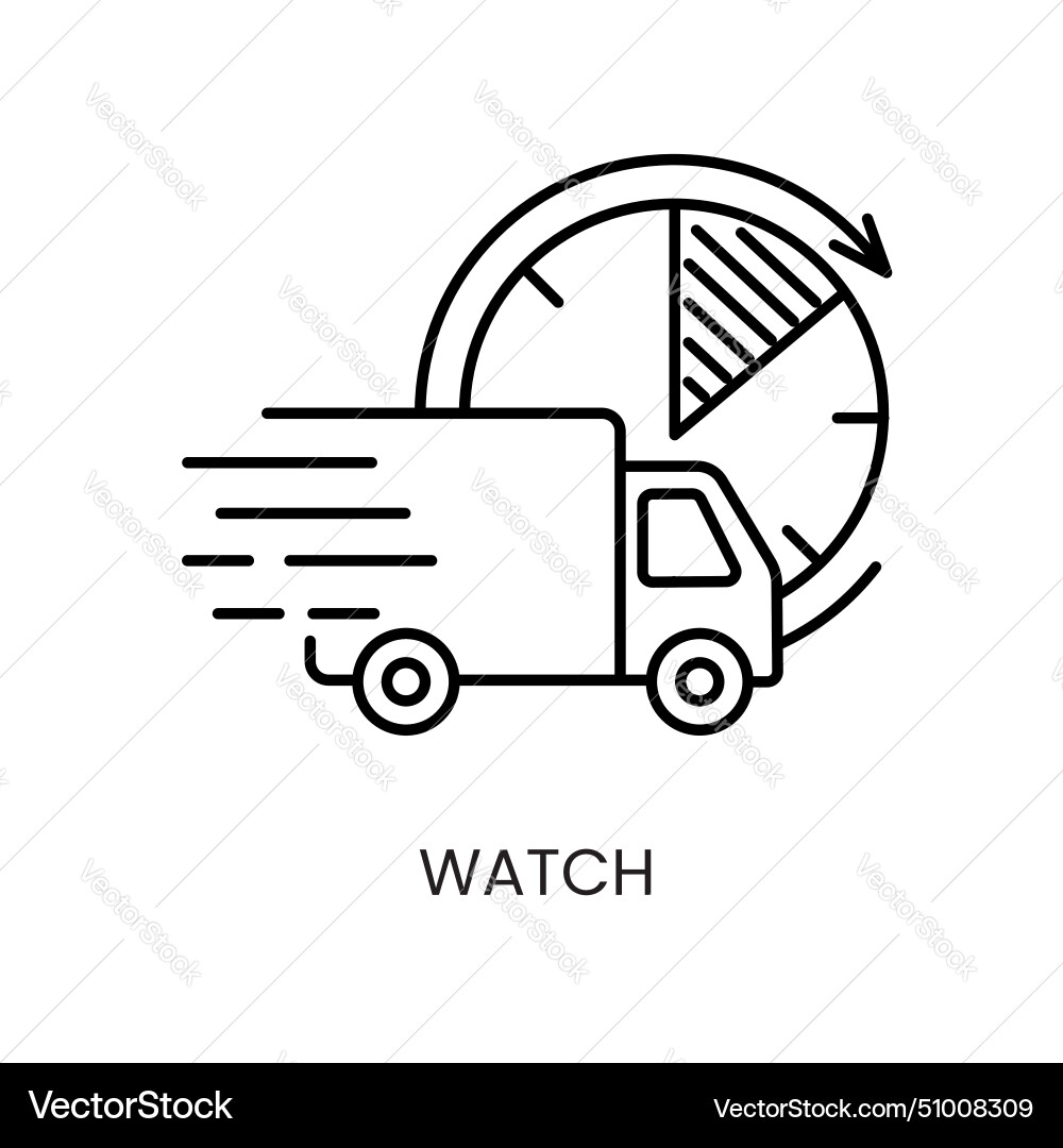 Clock fast delivery line icon with editable Vector Image