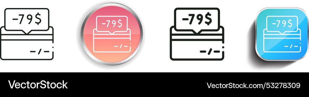 Credit card icon thin linear regular and button vector image
