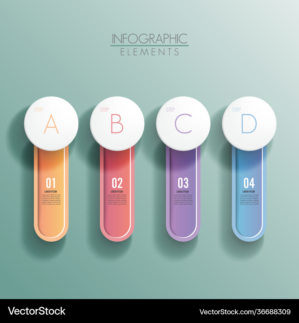 Flowchart with 4 round paper white elements Flowchart with 4 round paper white elements vector image
