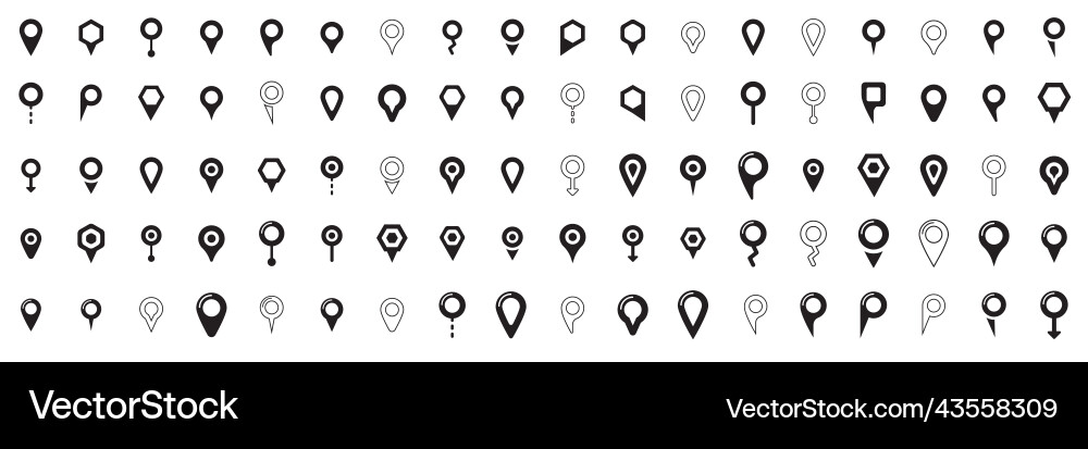 Geolocation icon set geotag location map vector image