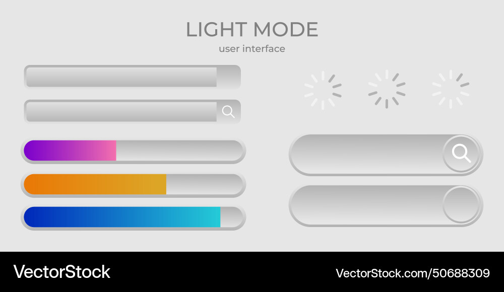 Light mode ui simple elegant set of buttons Light mode ui simple elegant set of buttons vector image
