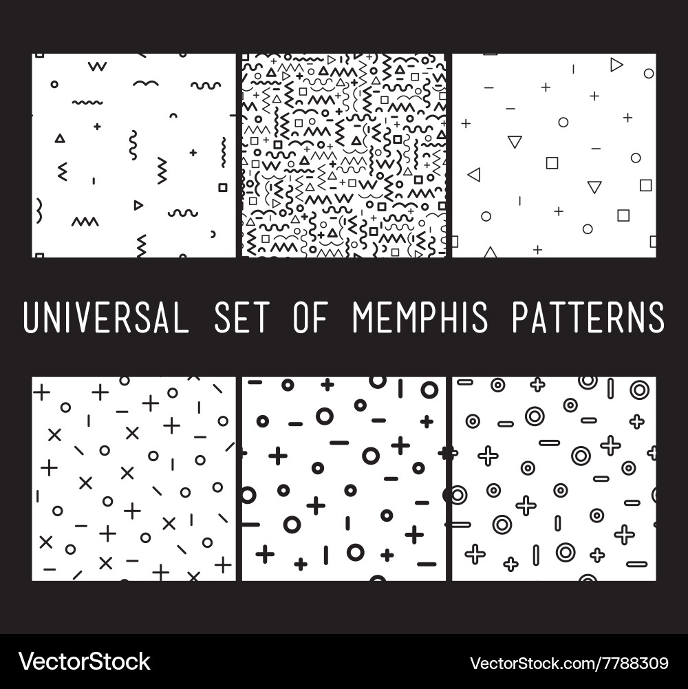 Memphis Geometric Pattern Set vector image