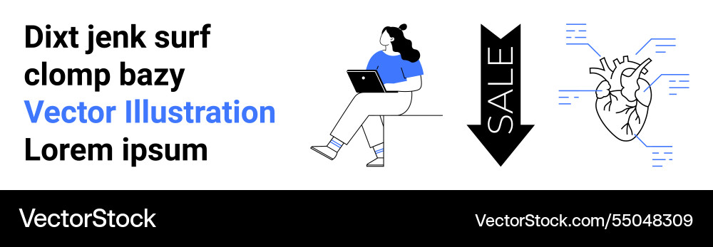 Modern design elements with person using laptop Vector Image