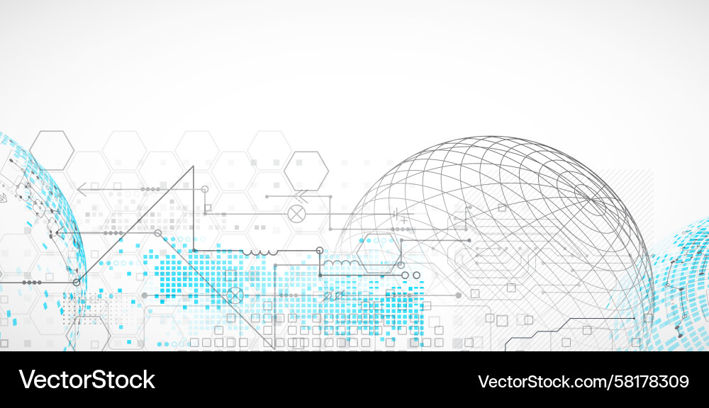 Modern Tech Background - Hexagon & Sphere Vector Image