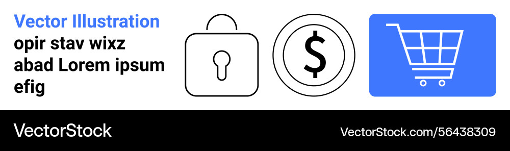 Secure payment process depicted with a lock Secure payment process depicted with a lock vector image