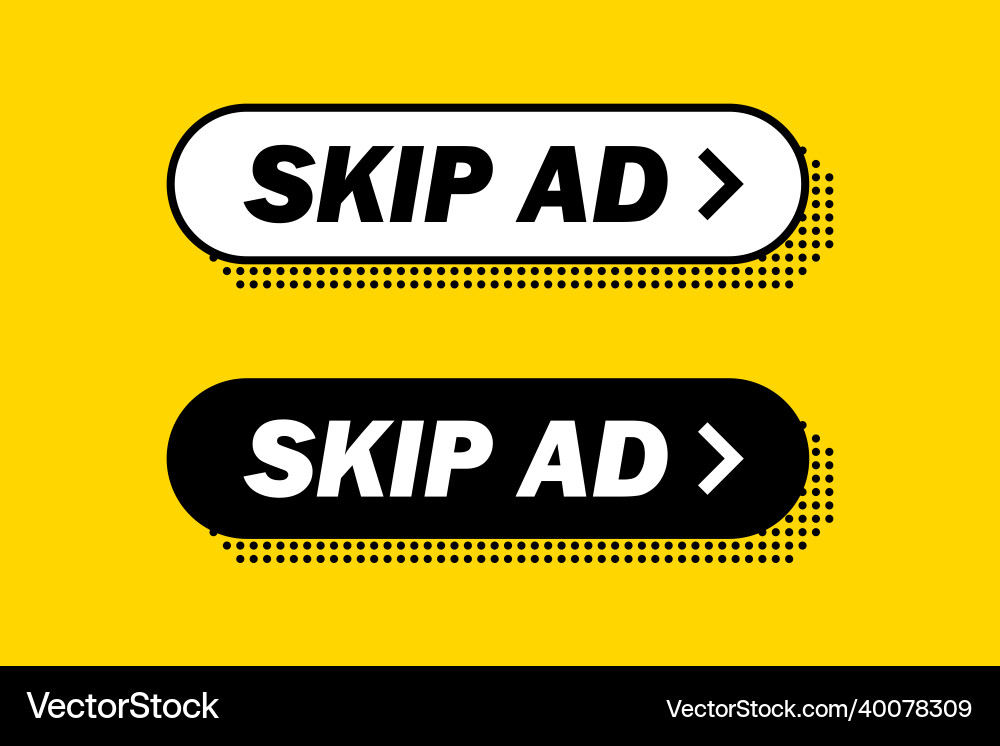 Set of rounded rectangle skip ad button flat Set of rounded rectangle skip ad button flat Vector Image