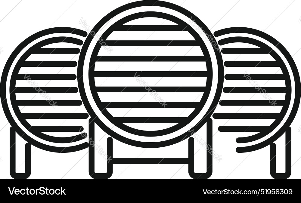 Three wooden barrels are standing for wine Three wooden barrels are standing for wine vector image