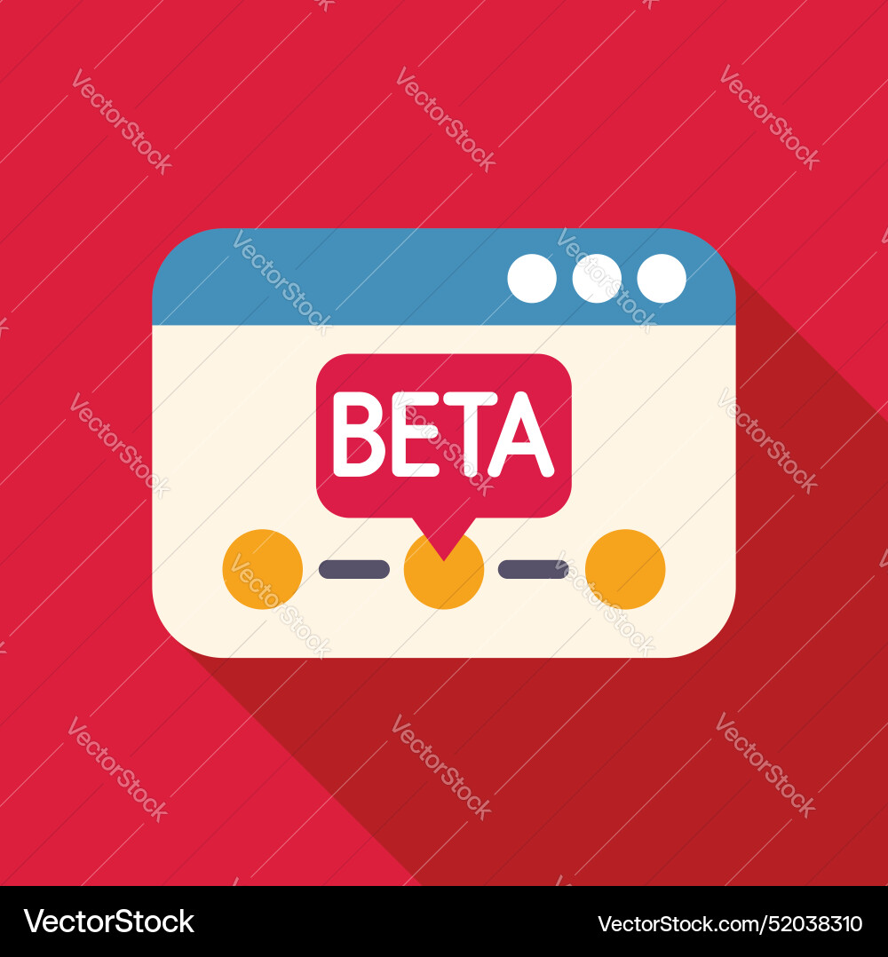 Beta version of software showing on computer Beta version of software showing on computer Vector Image