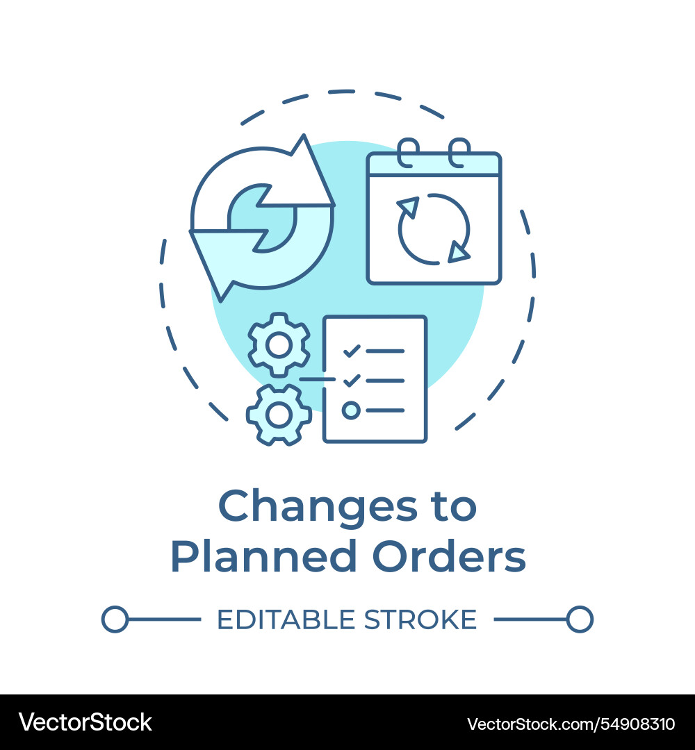 Changes to planned orders soft blue concept icon Changes to planned orders soft blue concept icon vector image