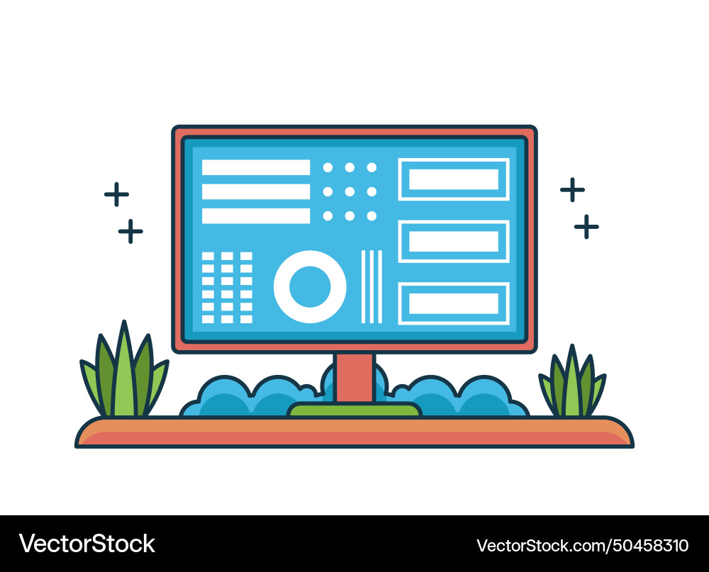 Flat outline modern of computer Vector Image